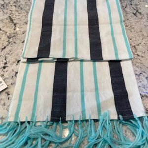 Abercrombie & Fitch new Cotton Scarf Cotton Blue denim Teal and White NWT